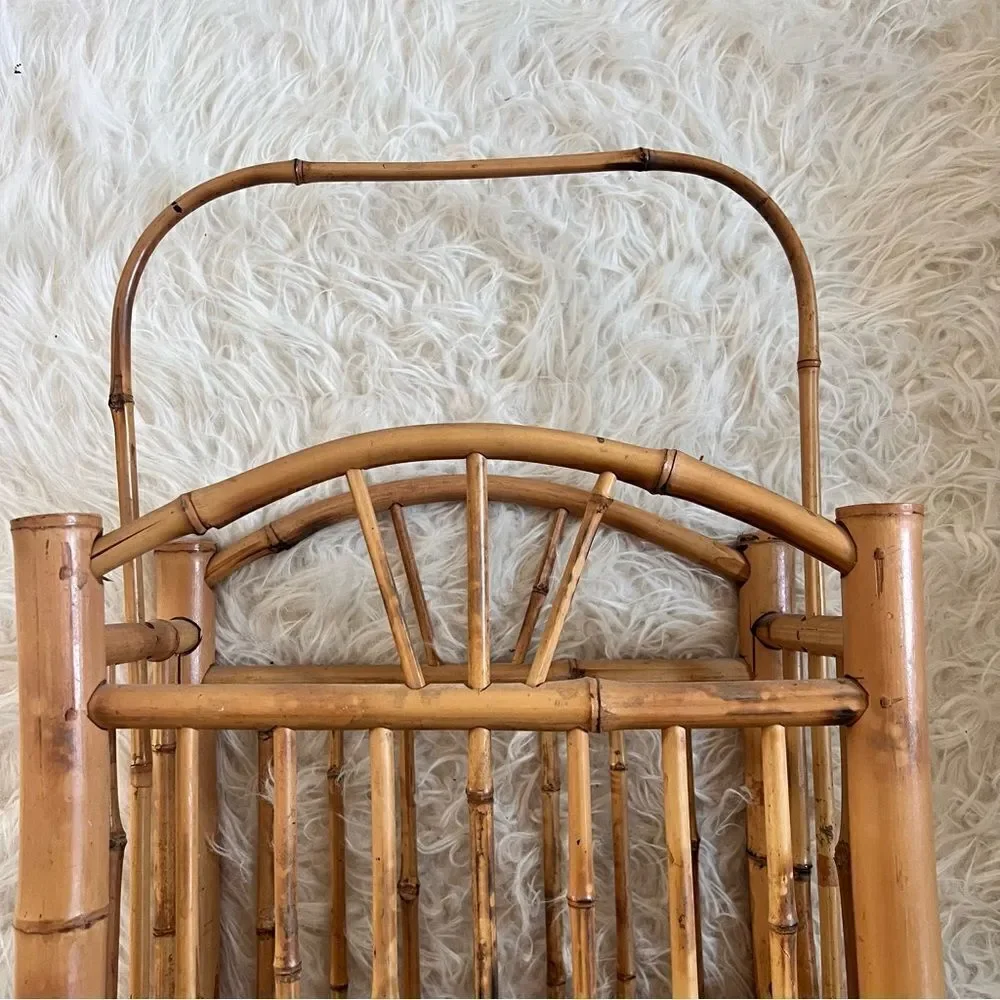 Vintage 1930 English Tortoiseshell Bohemian Rattan Bamboo Magazine/Record Rack